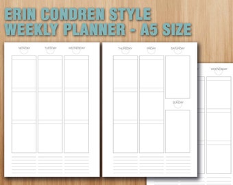 Erin Condren Style Weekly Planner Printable A5 Size Daily | Etsy