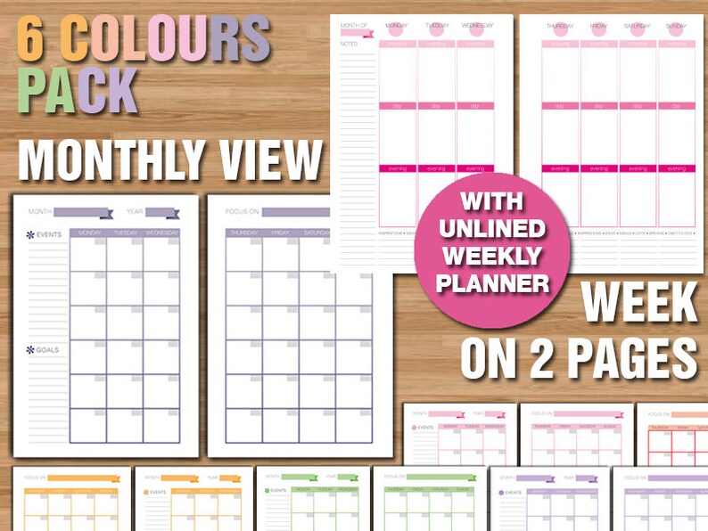 Erin Condren Style Printable Planner Kit A5 Size UNLINED Etsy Canada