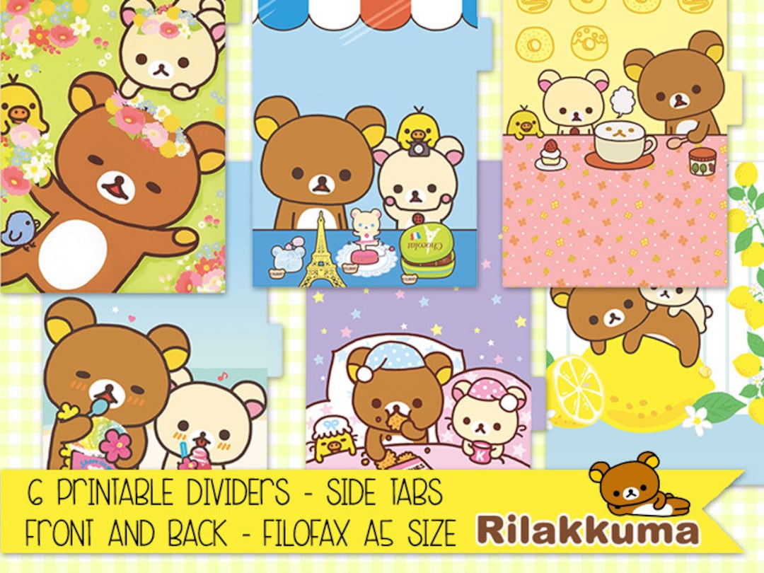 Rilakkuma Printable Planner Dividers Filofax A5 Size Kikki K - Etsy
