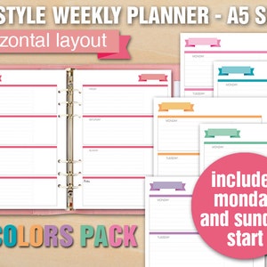 Erin Condren Style Weekly Planner Printable, A5 Size, Daily Schedule ...