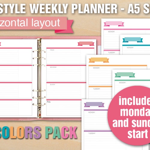 Erin Condren Style Weekly Planner Printable A5 Size Daily | Etsy