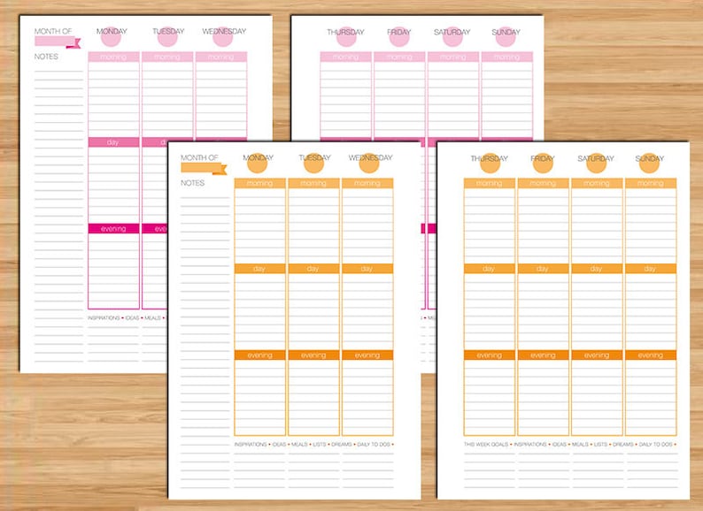 Erin Condren Style Printable Weekly Planner A5 Size Box Week - Etsy