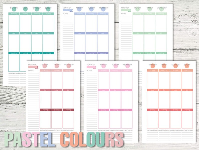Erin Condren Style Printable Weekly Planner A5 Size PASTEL Etsy
