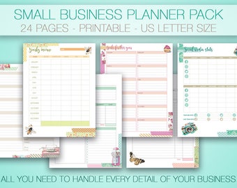 Small business planner Printable Etsy online business organizer project management productivity sales resume US letter Instant download