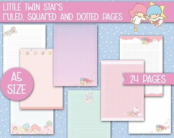 a5 printable kawaii planner inserts ruled dotted and squared pages bullet journal pages notes agenda refills