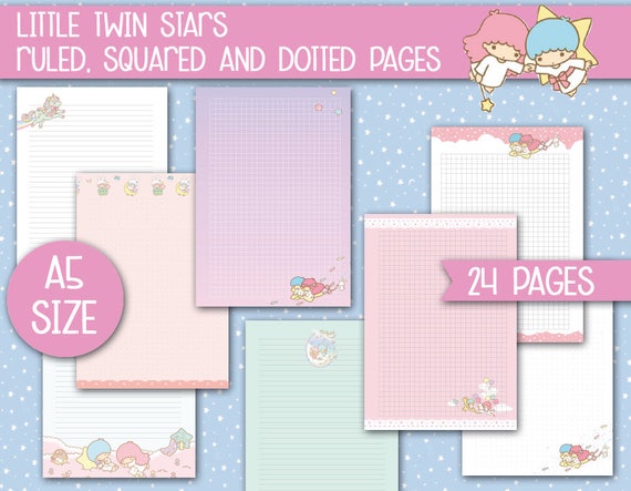 a5 printable kawaii planner inserts ruled dotted and squared pages bullet journal pages notes agenda refills