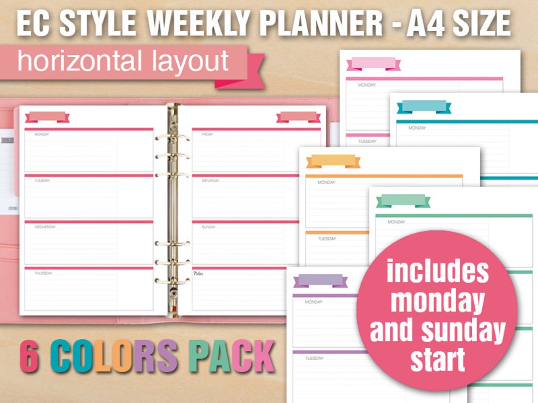 Erin Condren Weekly Planner Printable, A4 Printable Daily Schedule ...