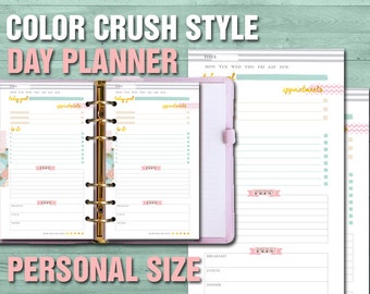 Printable daily planner personal size color crush style filofax personal kikki k day planner