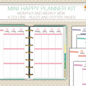 Mini Happy Planner Printable Kit Weekly and Monthly Planner Inserts ...