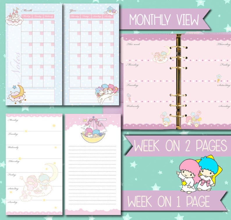 printable personal planner kit cute kawaii weekly planner etsy