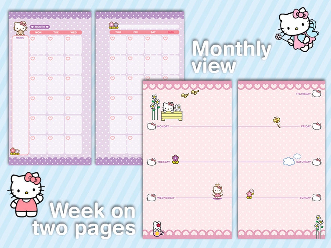 Printable personal planner kit cute kawaii weekly planner Etsy
