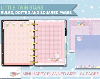 mini happy planner printable grid lines and dot inserts ruled dotted and squared pages notes bullet journal pdf instant download