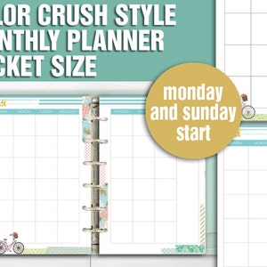 Printable monthly planner pocket size undated monthly spread calendar filofax pocket kikki k small