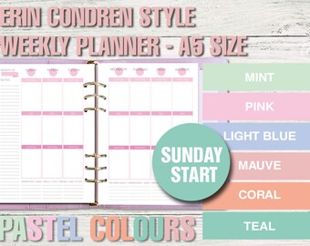Erin Condren Style Printable Weekly Planner PERSONAL Size | Etsy