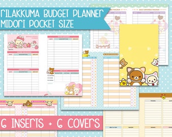 Midori pocket kakebo Budget planner inserts Rilakkuma travelers notebook inserts printable finance inserts budget inserts expenses tracker