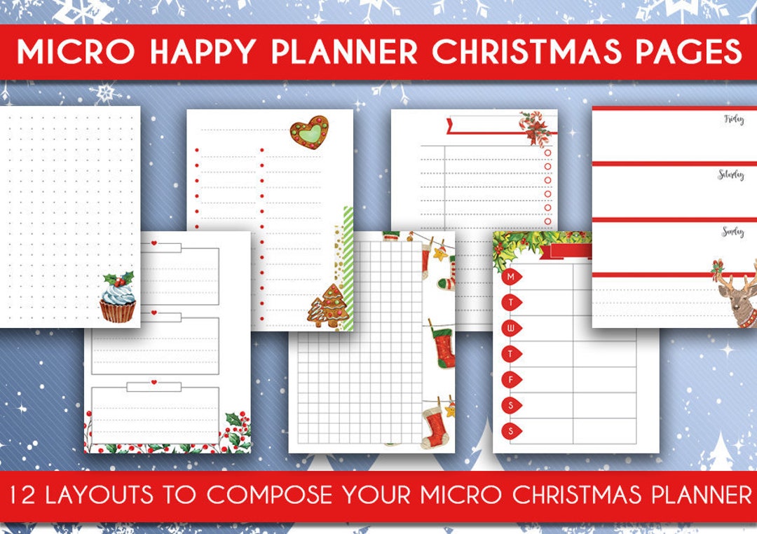 Micro Happy Planner Christmas Printable Inserts Micro Notes Bundle ...