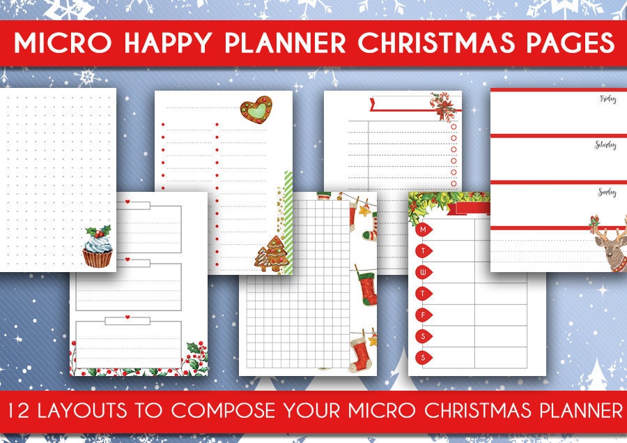 Micro Happy Planner Christmas Printable Inserts Micro Notes Bundle ...