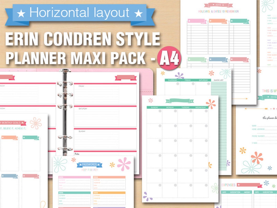 erin-condren-style-planner-horizontal-layout-printable-maxi-pack-monday-and-sunday-start-a4-size-etsy
