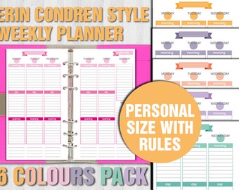 Erin Condren Style Printable Weekly Planner PERSONAL Size | Etsy