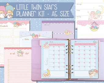 printable a5  planner kit cute kawaii weekly planner monthly planner to do list notes undated agenda refills planner bundle