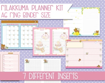 Rilakkuma planner kit a6 size printable inserts weekly view monthly planner cute planner pages kawaii inserts