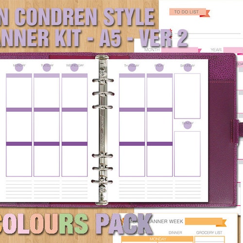 Erin Condren Style Weekly Planner Printable A5 Size Filofax - Etsy
