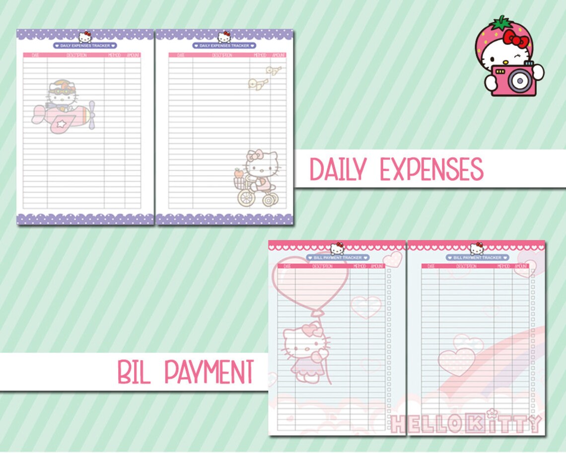 Printable a5 kakebo Budget planner kawaii inserts filofax a5 | Etsy