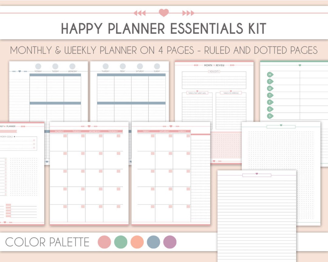 Happy Planner Essential Pack, Weekly Planner, Monthly Planner Printable ...