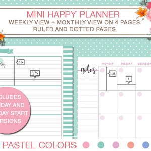 Mini Happy Planner Printable Kit Weekly and Monthly Planner Inserts ...
