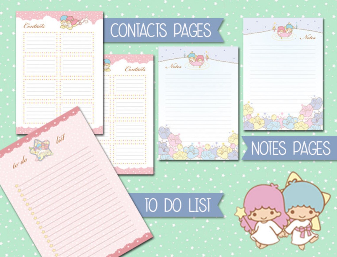 Printable a5 planner kit cute kawaii weekly planner monthly Etsy
