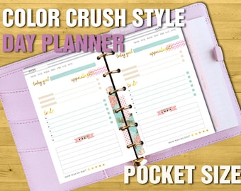 Printable daily planner insert pocket size color crush style to do list filofax pocket kikki k small