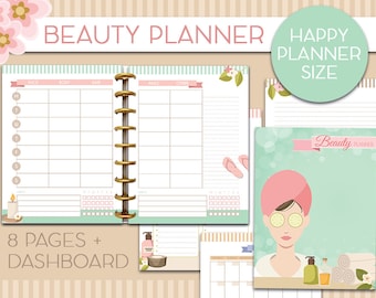 Happy planner printable Beauty Planner inserts skincare routine tracker personal care kbeauty organizer makeup beauty routine pages