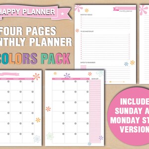 Happy Planner Printable Monthly Planner Month at Glance Calendar to Do ...