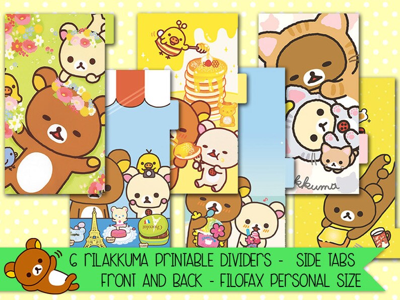 Rilakkuma Planner Dividers Filofax Personal 6 Printable Tabbed - Etsy
