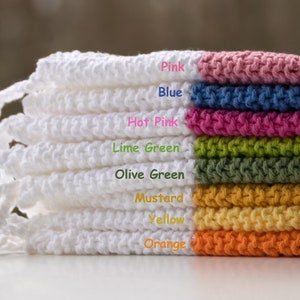 Small Cotton Washcloths: Crochet Dish Squares with Loop, Kitchen Gift