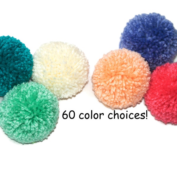 6 Large Yarn Pom Poms 3 inch Custom Yarn Balls for Hats or Party Decorations, DIY Craft Pompoms