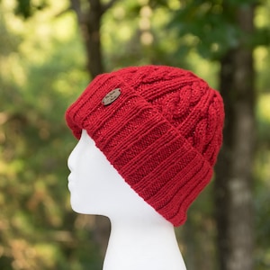 Red Satin Lined Winter Hat - Non Wool Sparkle Beanie w/ Satin Lining Option for Frizz Free Hair
