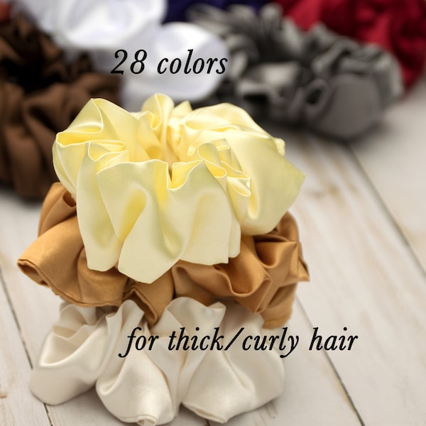 Wide Satin Scrunchy for Thick Hair - Silky Smooth Pony Tail Ties for Frizz Free Hair Care