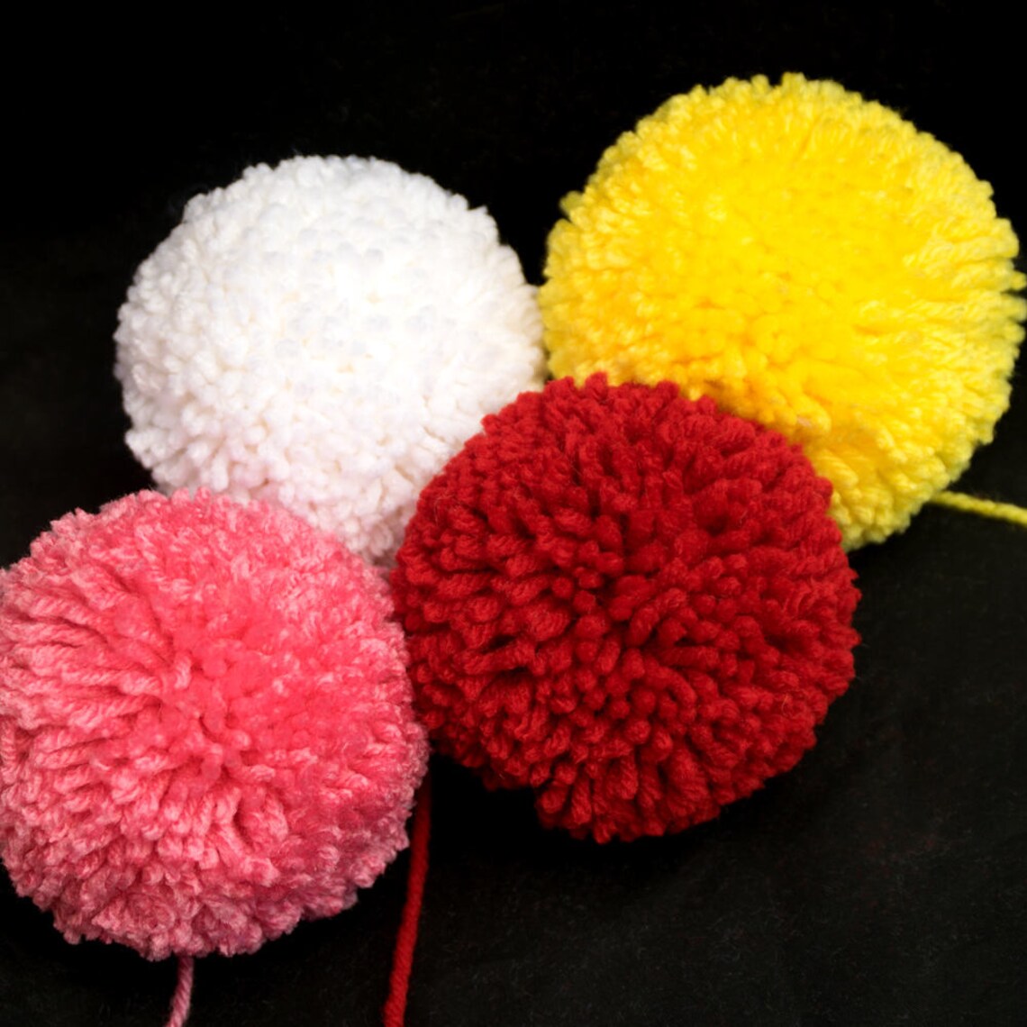 Four Extra Large Pom Poms Huge 4 inch Yarn Balls Made to Etsy