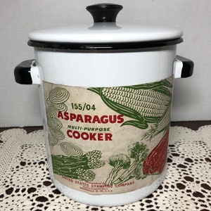 Vintage Enamelware Asparagus/Multi-Purpose Cooker by US Stamping Company