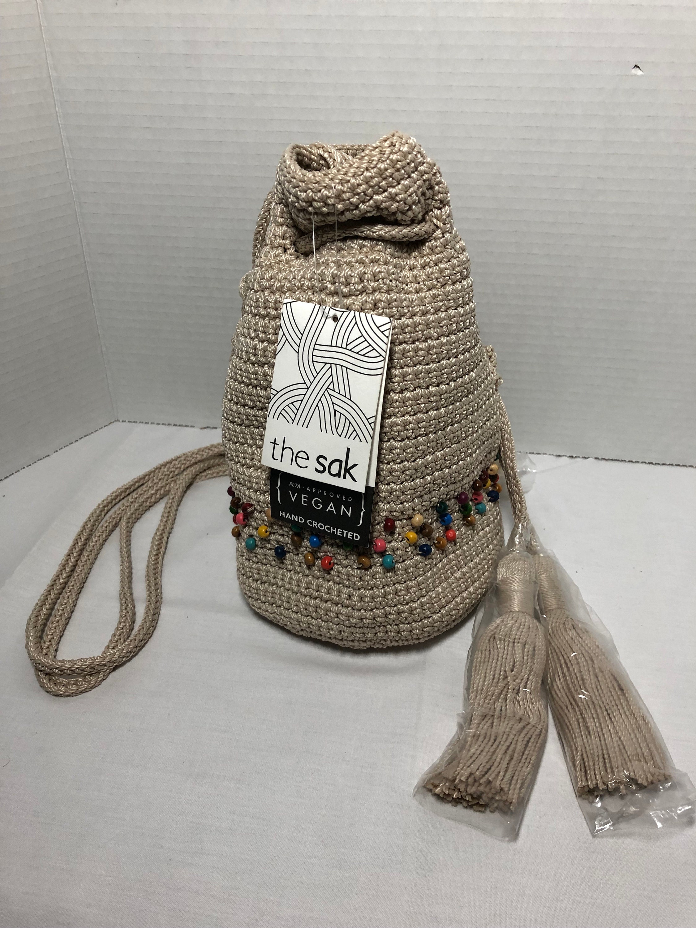 The Sak Vintage Crochet Sayulita Drawstring Backpack Bohemian Black Brown Amazon.com: The Sak Sayulita Gen Backpack: Clothing, Shoes  main image 3