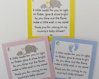 Etiquetas / etiquetas de regalo de velas para baby shower: obsequios de agradecimiento para niño y niña