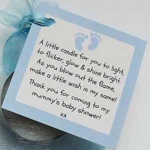 10 X BABY SHOWER Vanilla Tealight favours Blue. Pink or Yellow. Guest thank you gifts. image 5