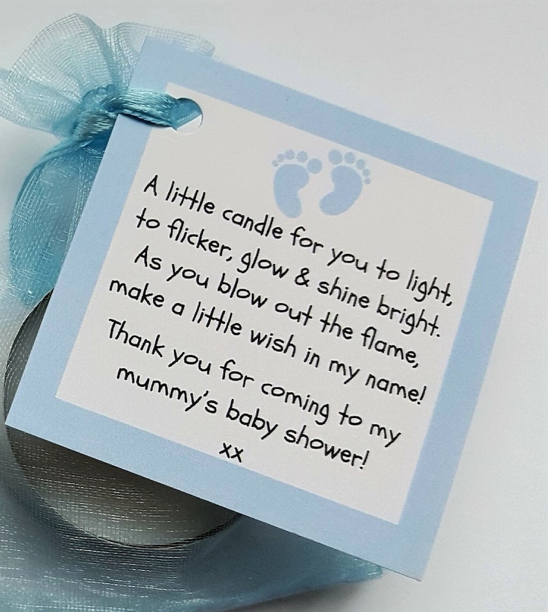10 X BABY SHOWER Vanilla Tealight favours Blue. Pink or Yellow. Guest thank you gifts. image 5