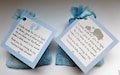 10 X BABY SHOWER Vanilla Tealight favours - Blue. Pink or Yellow. Guest thank you gifts.