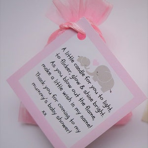 10 X BABY SHOWER Vanilla Tealight favours Blue. Pink or Yellow. Guest thank you gifts. Pink