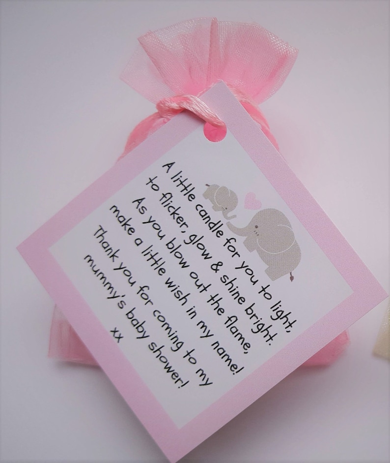10 X BABY SHOWER Vanilla Tealight favours Blue. Pink or Yellow. Guest thank you gifts. Pink
