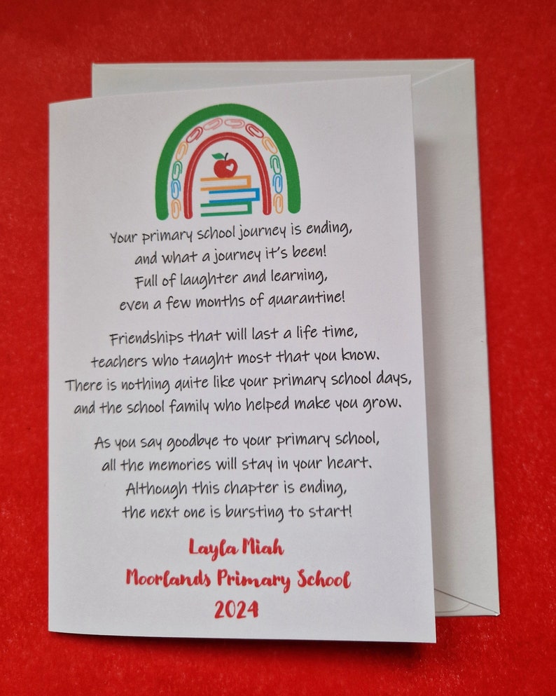 Year 6 Leavers Card / Last Day at Primary / Leaving School Card - Etsy