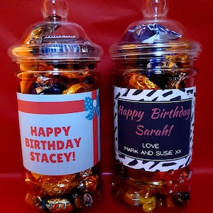Personalised Birthday filled Sweets / Chocolate jar - Gift Present Mum
