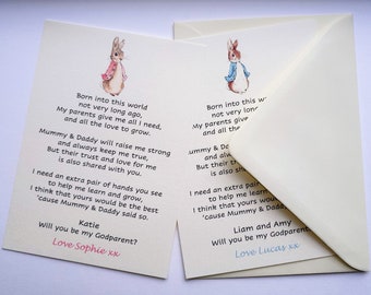 Peter Rabbit Will you be my Godparent / Godmother/ Godfather/ Guide parents card